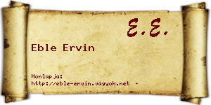 Eble Ervin névjegykártya
